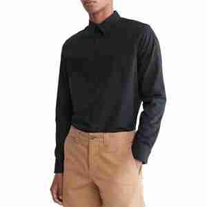 Calvin Klein Stretch Cotton Monogram Logo Button Down Shirt